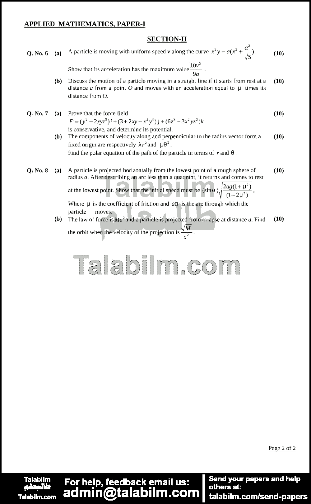 Applied Mathematics 0 past paper for 2015 Page No. 2