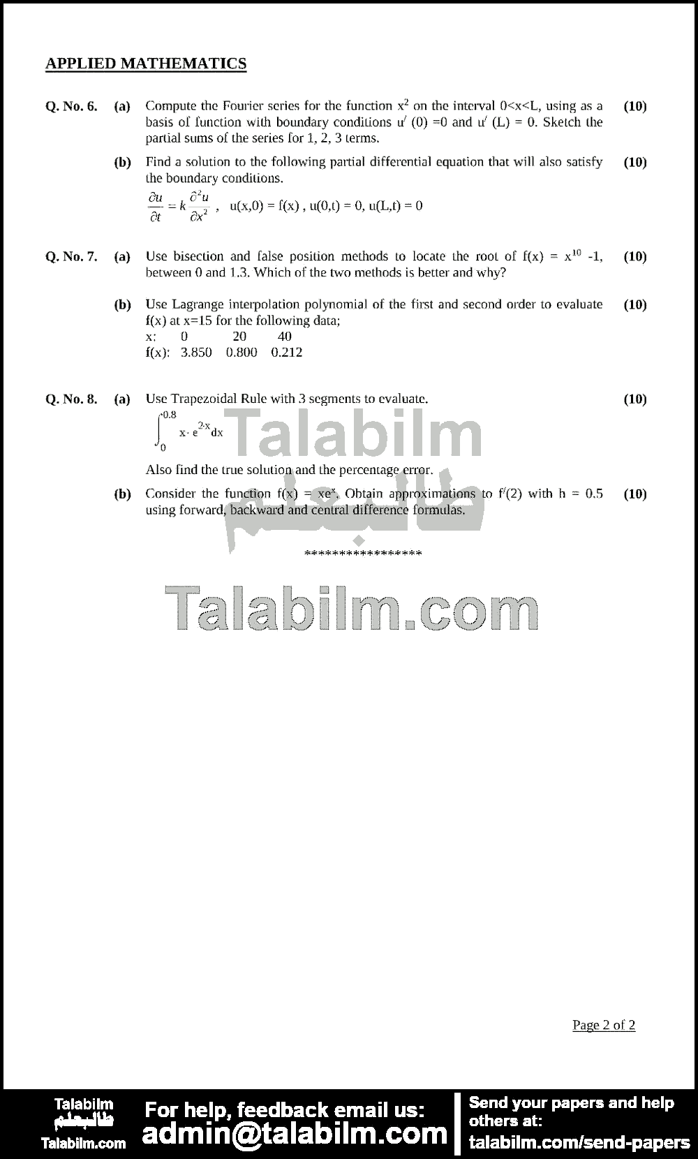 Applied Mathematics 0 past paper for 2017 Page No. 2