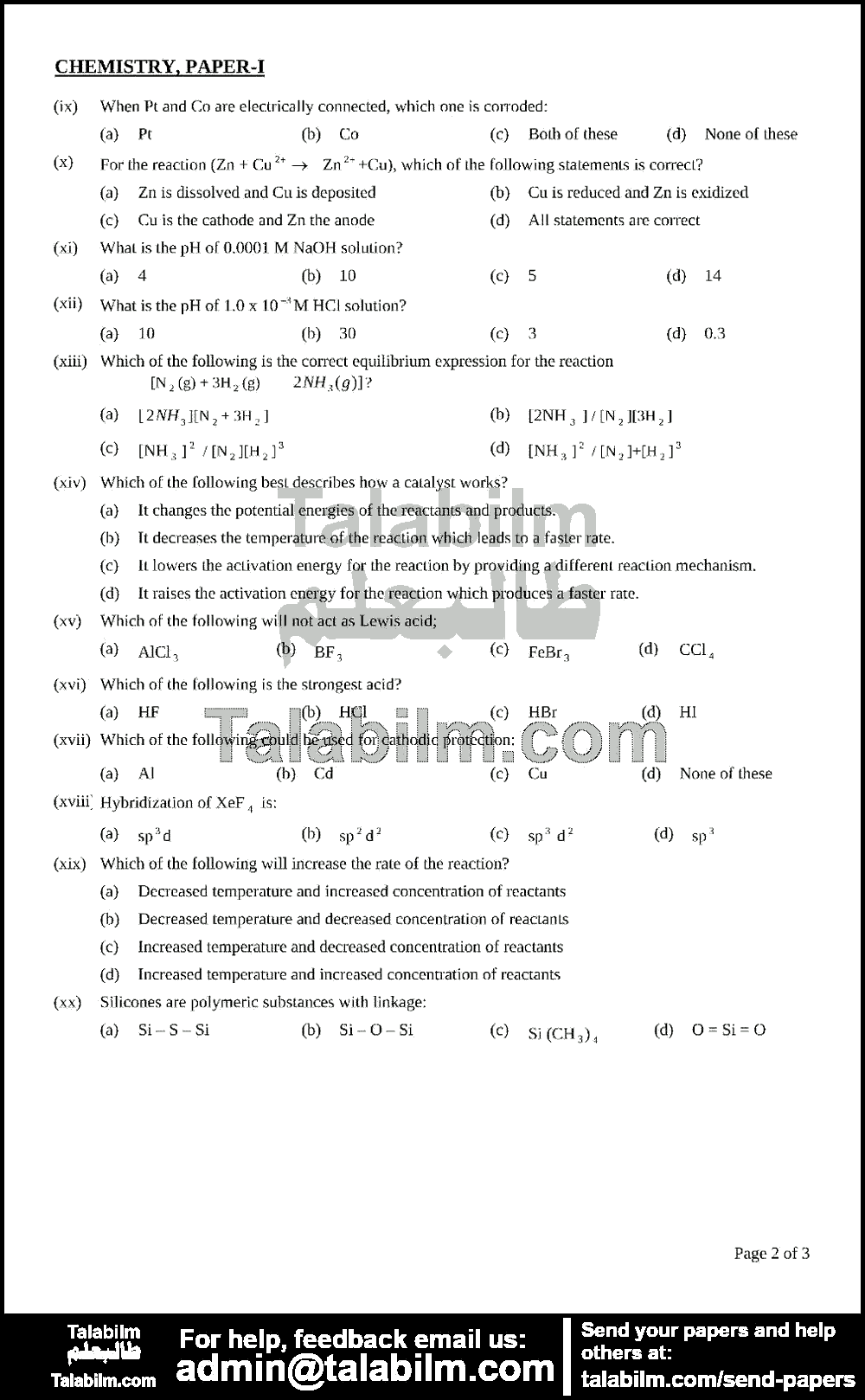 Chemistry 0 past paper for 2011 Page No. 2