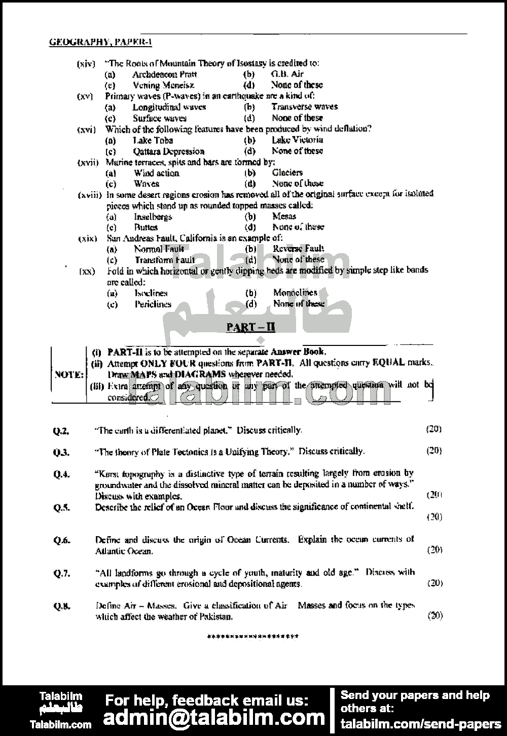 Geography 0 past paper for 2008 Page No. 2