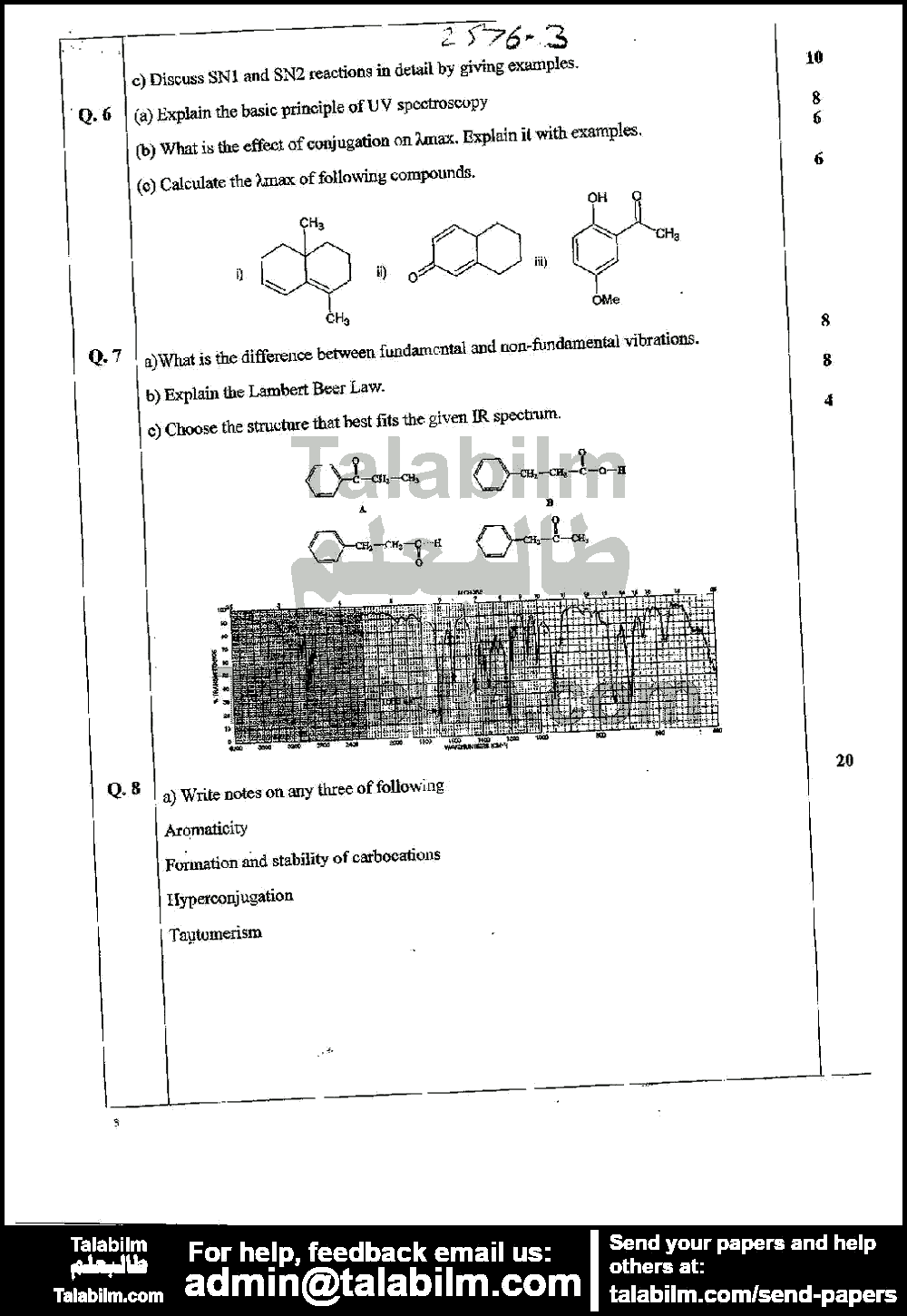 Organic Chemistry-I 2576 past paper for Spring 2015 Page No. 3