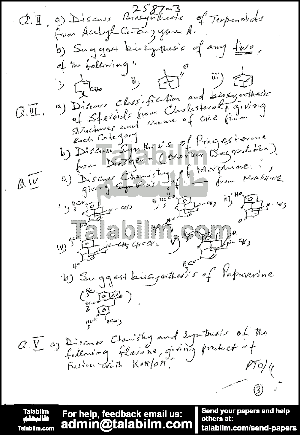 Chemistry of Natural Products 2587 past paper for Spring 2015 Page No. 3