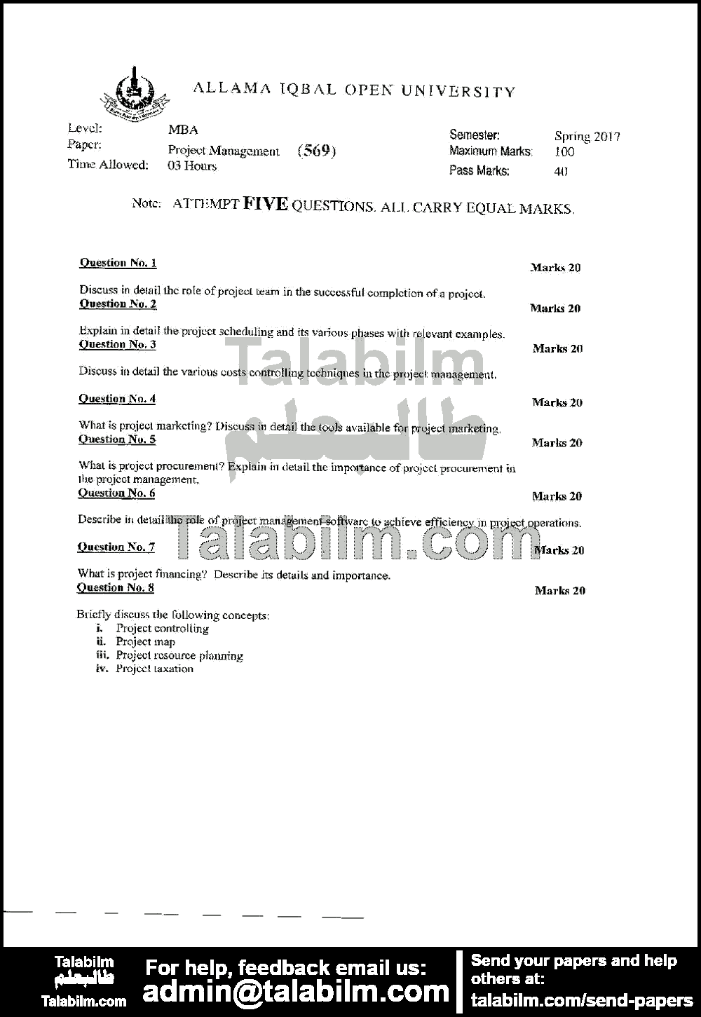 Computers Application for Business 569 past paper for Spring 2017