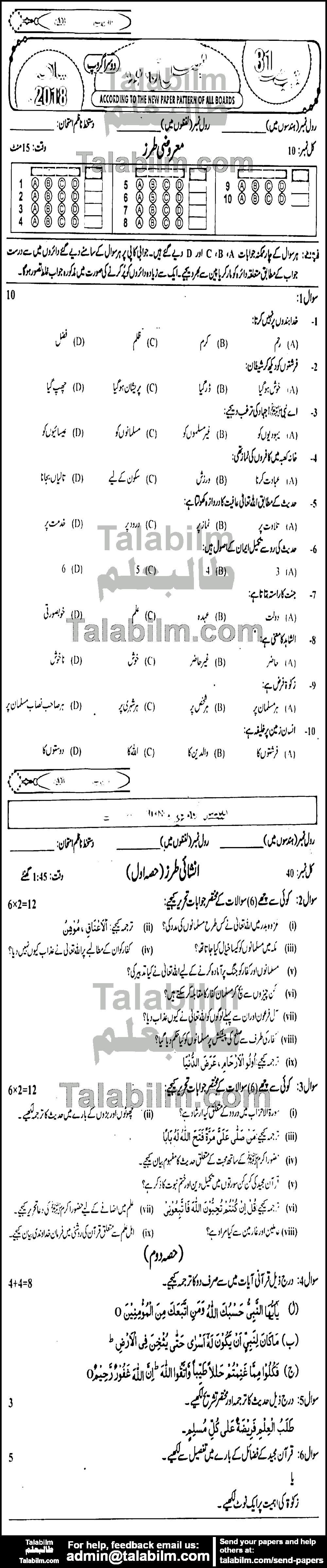 Islamiat Compulsory 0 past paper for 2018 Group-II