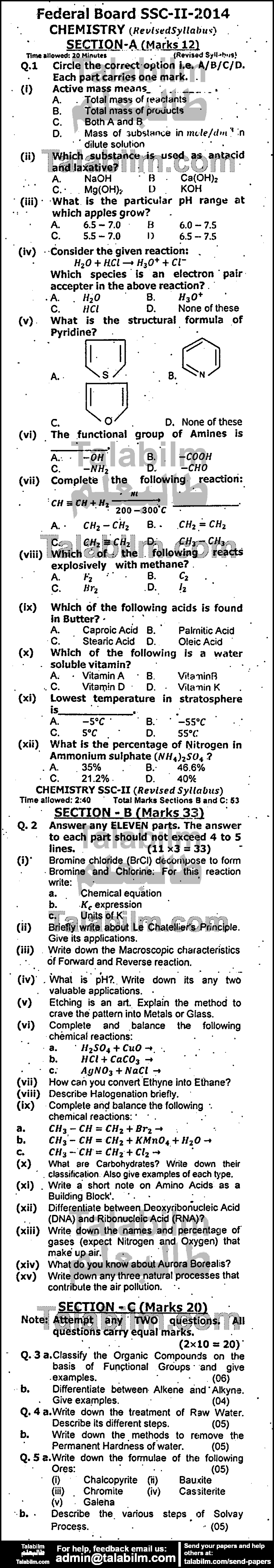Chemistry 0 past paper for 2014 Group-I