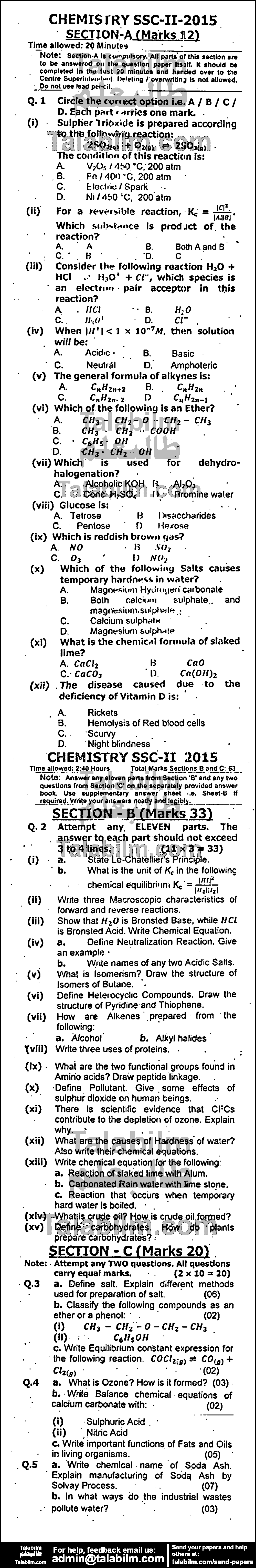 Chemistry 0 past paper for 2015 Group-I