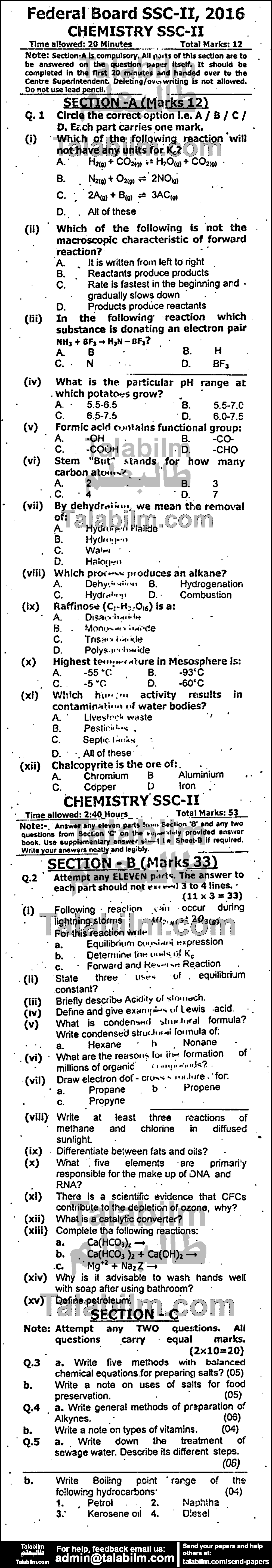 Chemistry 0 past paper for 2016 Group-I