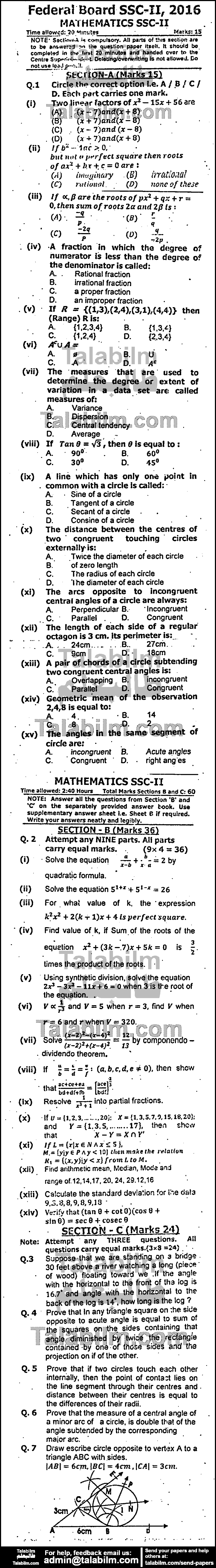 Math 0 past paper for 2016 Group-I