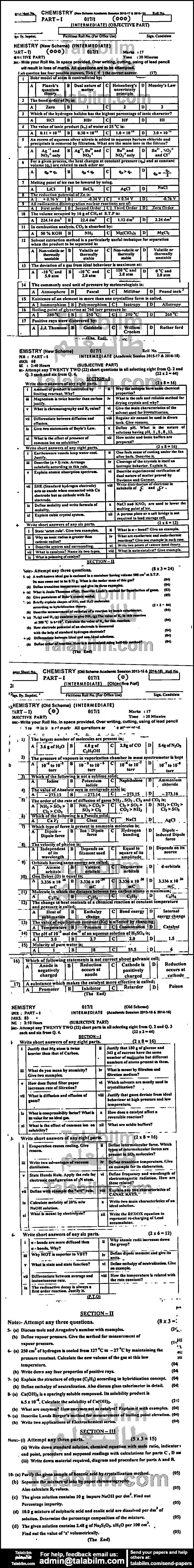 Chemistry 0 past paper for Group-I 2016