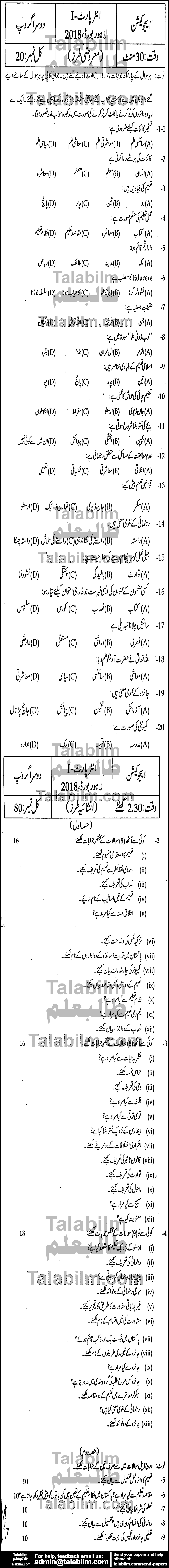 Education 0 past paper for Group-II 2018