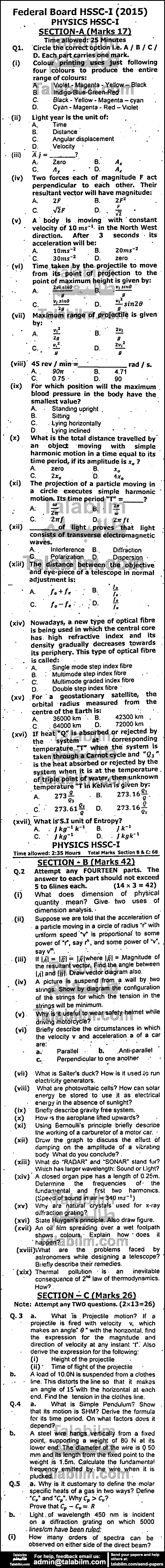 Physics 0 past paper for Group-I 2015