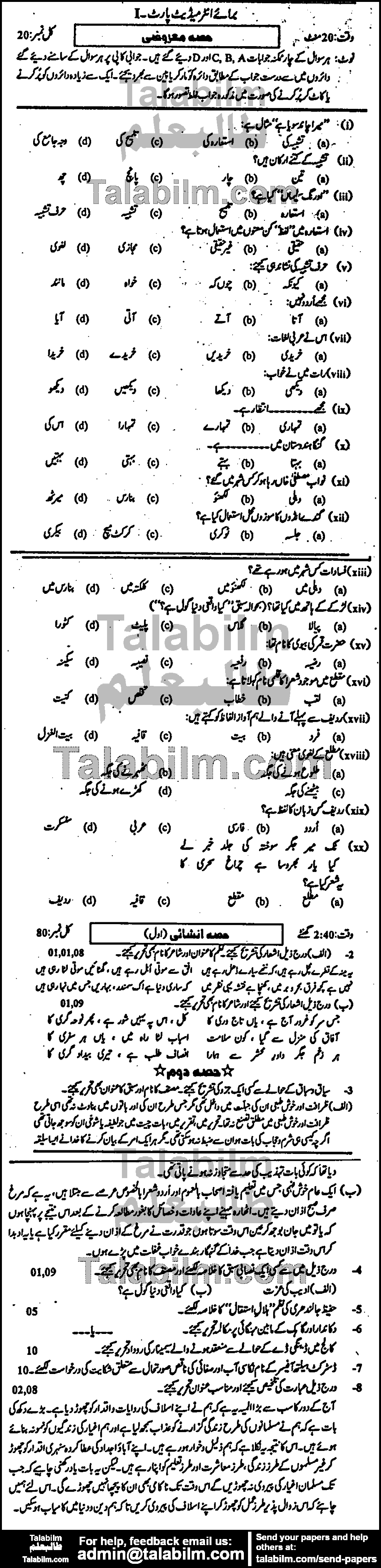 Urdu 0 past paper for Group-II 2016