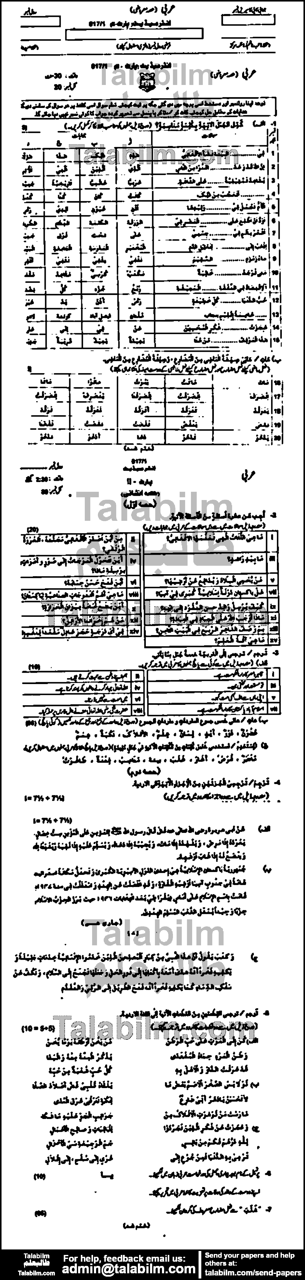 Arabic 0 past paper for Group-I 2016