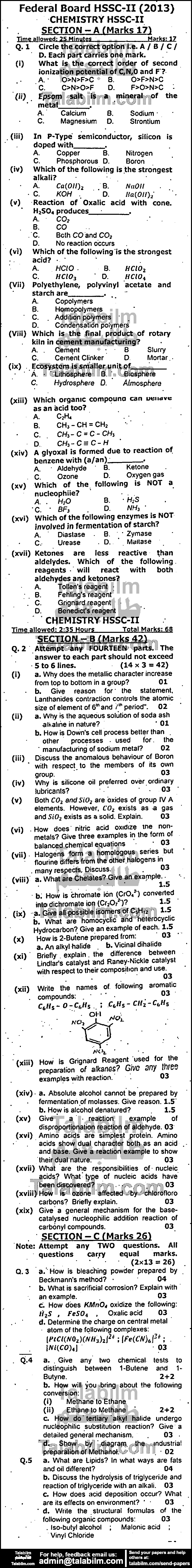 Chemistry 0 past paper for Group-I 2013