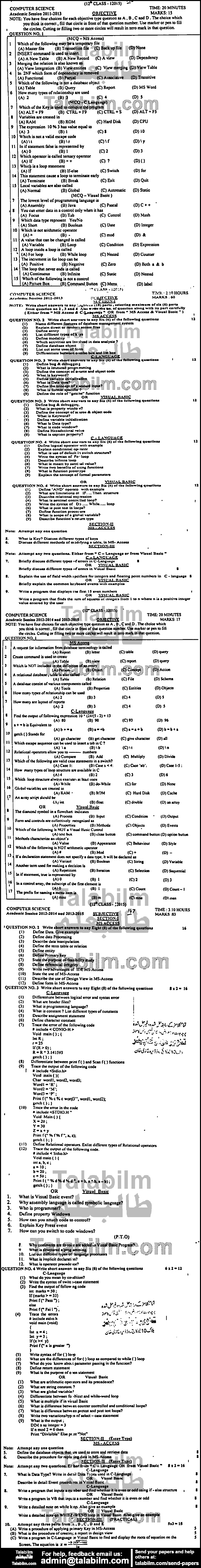 Computer Science 0 past paper for Group-I 2015