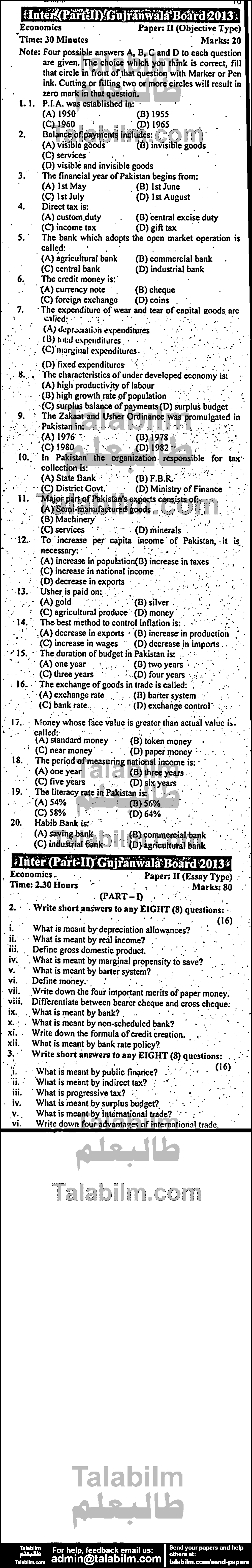 Economics 0 past paper for Group-II 2013