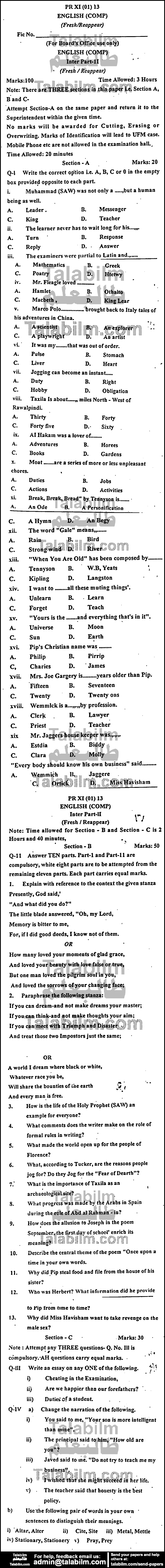 English 0 past paper for Group-I 2013