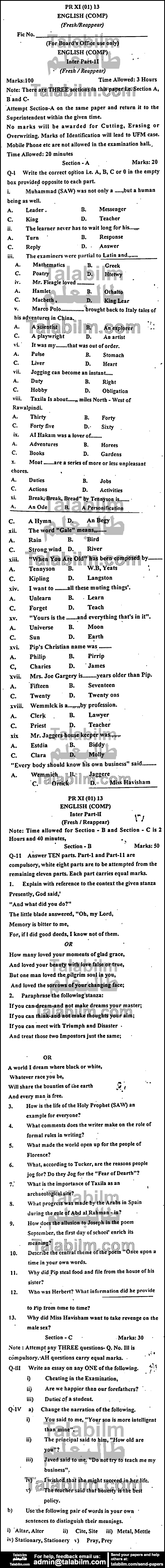 English 0 past paper for Group-I 2013