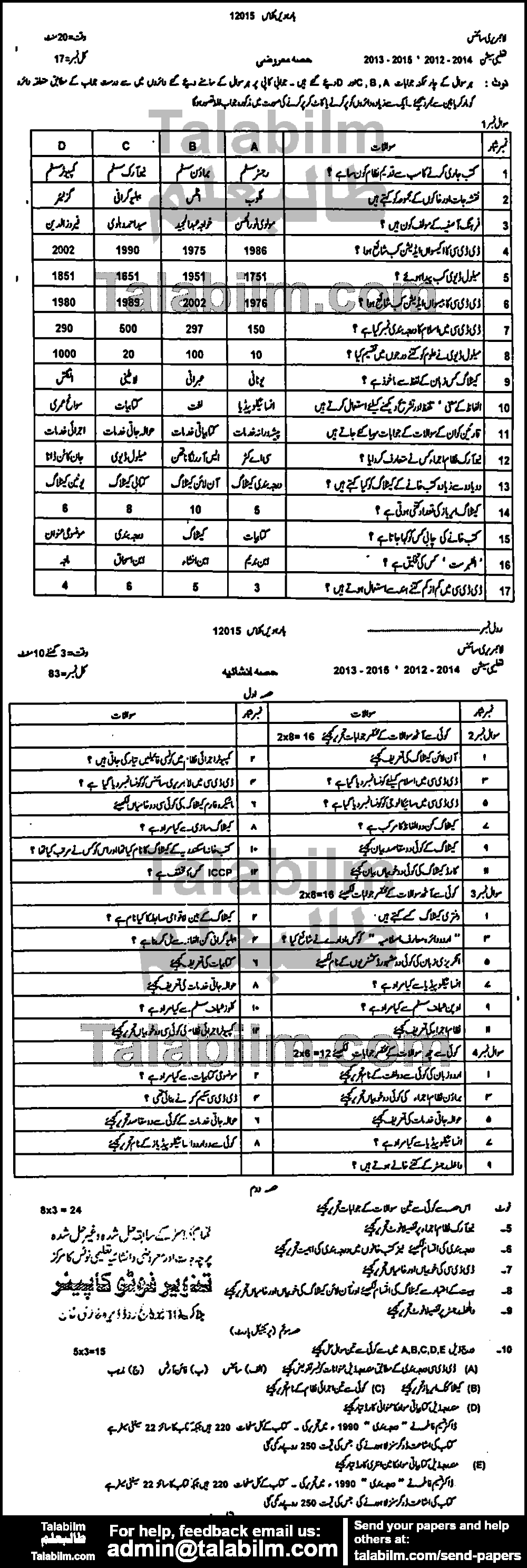 Library Science 0 past paper for Group-I 2015