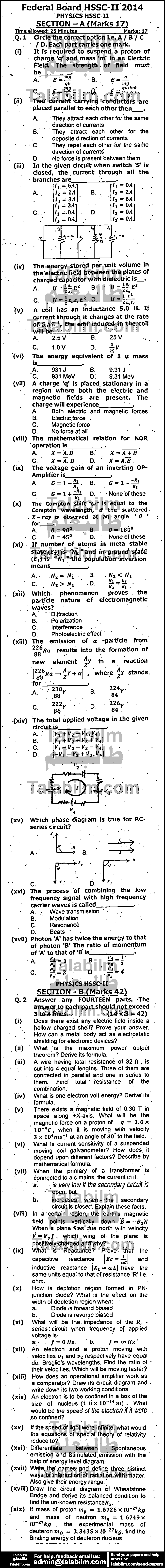 Physics 0 past paper for Group-I 2014