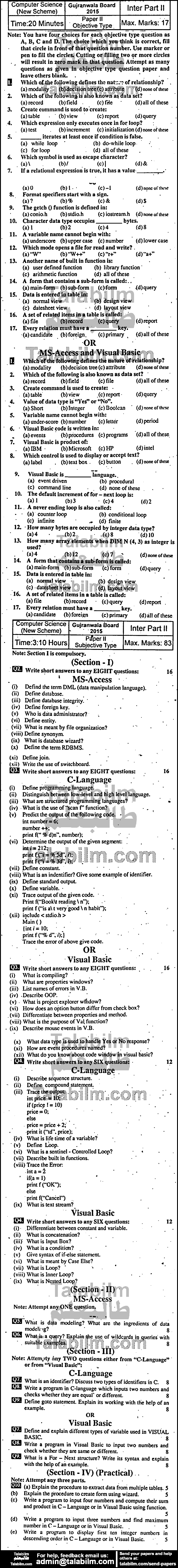 Computer Science 0 past paper for Group-I 2015