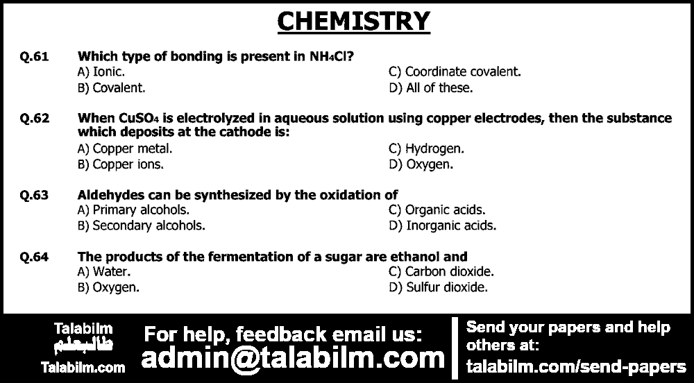 UHS MDCAT 0 past paper for Chemistry 2008