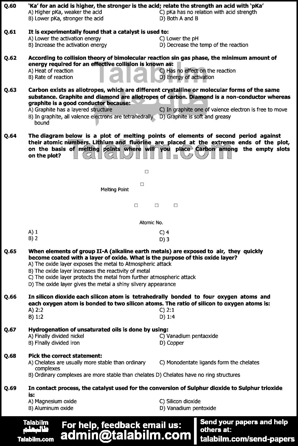 UHS MDCAT 0 past paper for Chemistry 2011 Page No. 2
