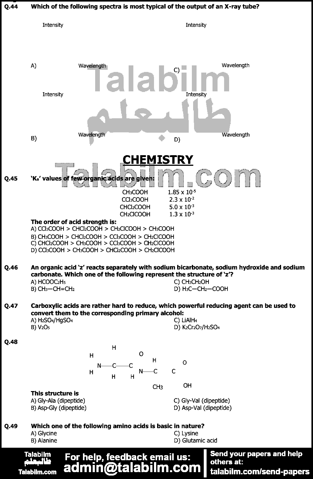 UHS MDCAT 0 past paper for Chemistry 2015