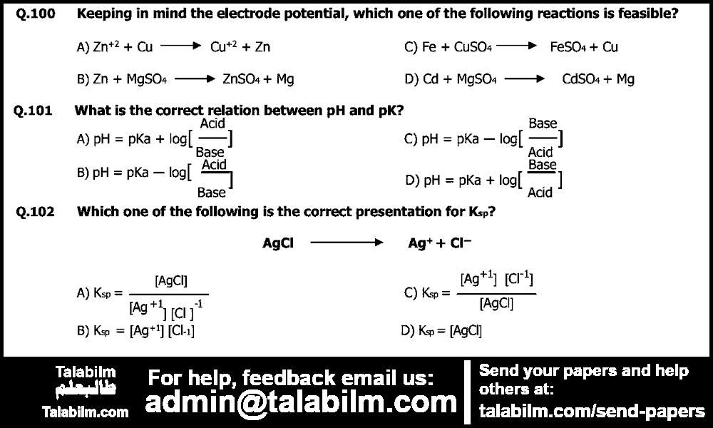 UHS MDCAT 0 past paper for Chemistry 2015 Page No. 7