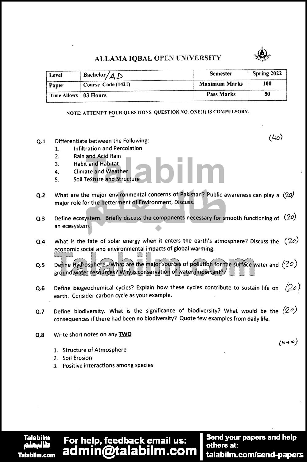 aiou solved assignment code 1421 spring 2022 pdf download