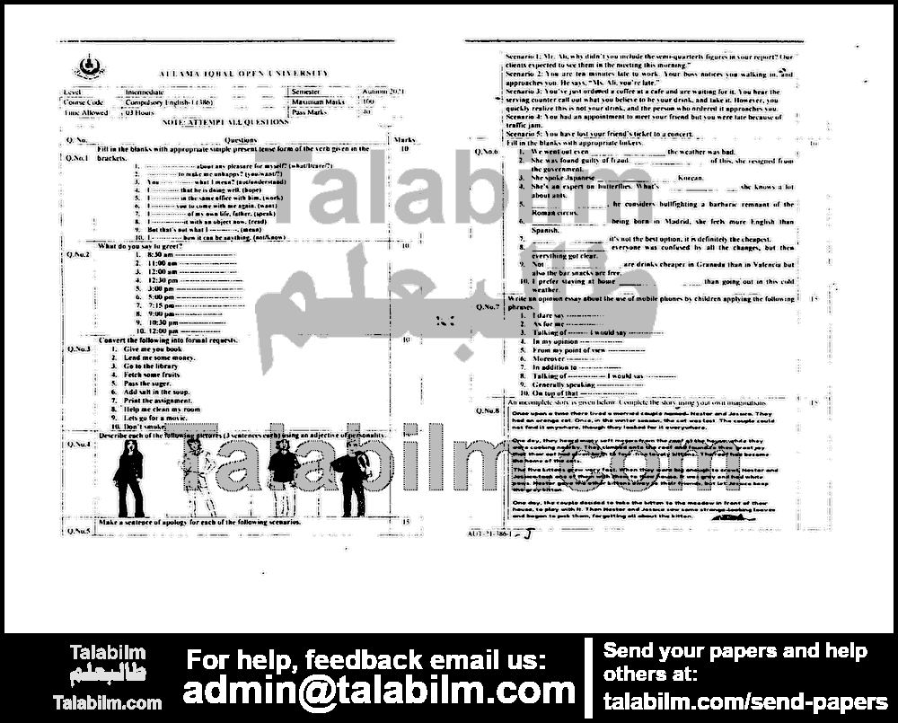 Compulsory English-I 386 past paper for Autumn 2021 Page No. 10