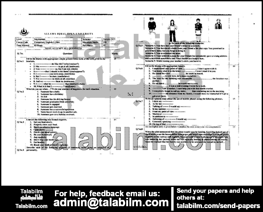 Compulsory English-I 386 past paper for Autumn 2021 Page No. 7