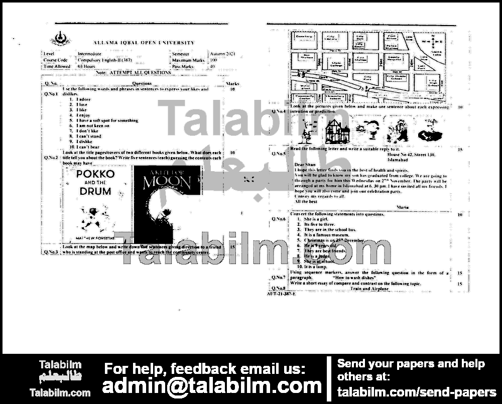 Compulsory English-II 387 past paper for Autumn 2021 Page No. 3