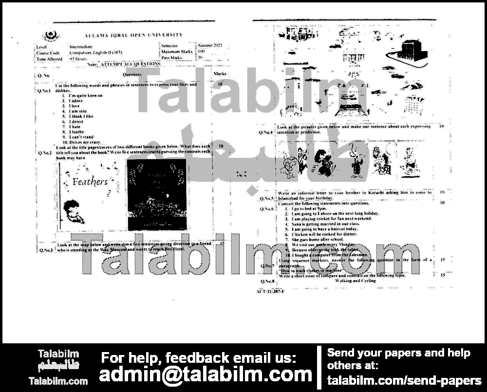 Compulsory English-II 387 past paper for Autumn 2021 Page No. 4