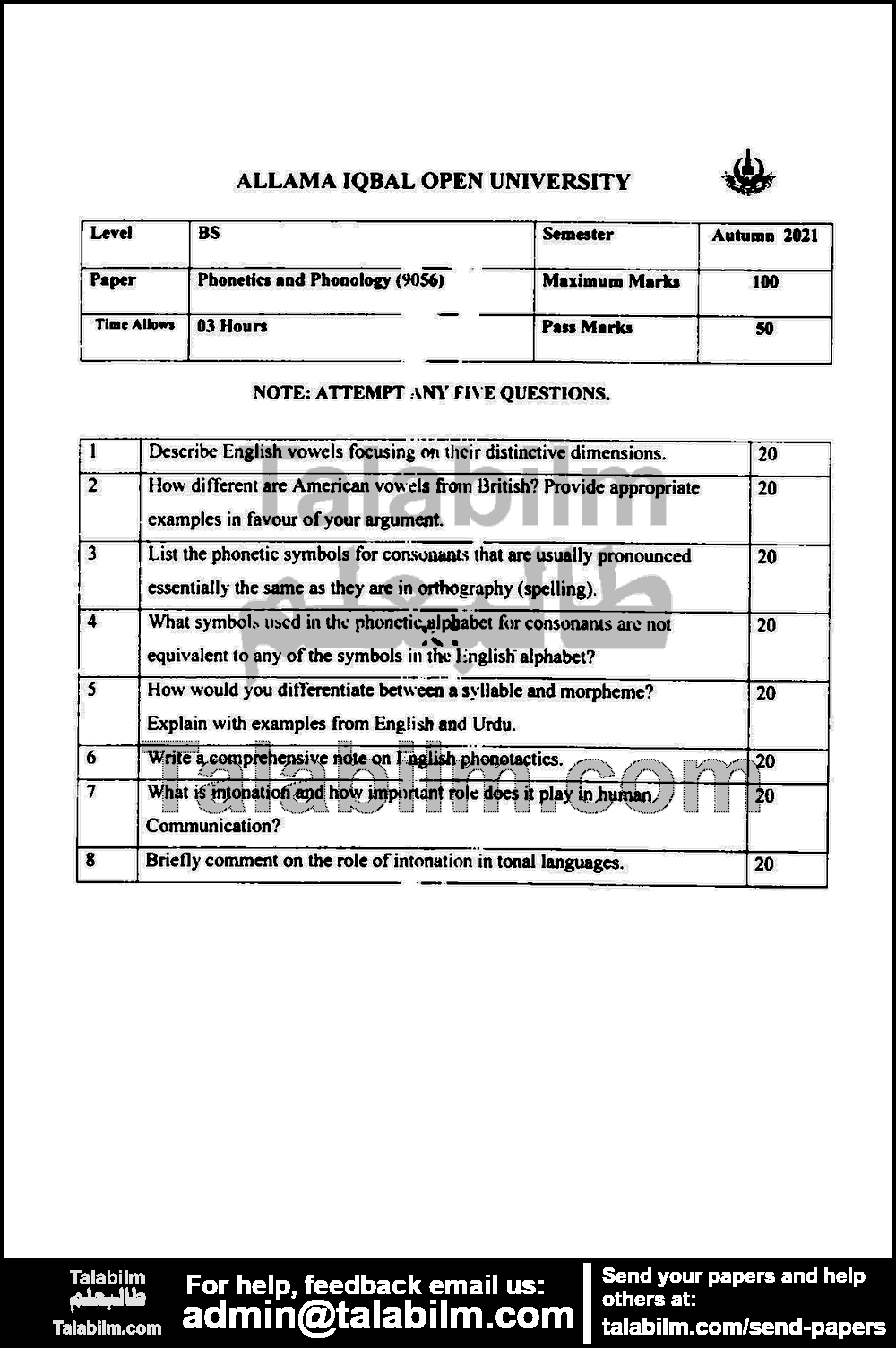 aiou solved assignment 9056